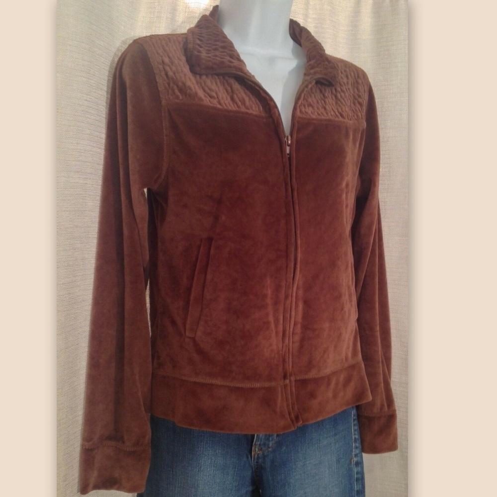 ROK Chocolate Brown Velour Full Zip Track Jacket
